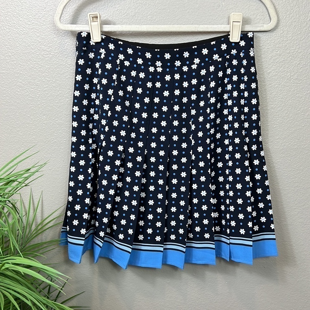 1901 Pleated Floral Skirt 4 Black Blue - Picture 4 of 6